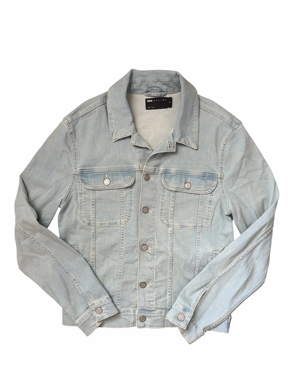 ASOS Design Light Blue Denim Jacket Medium Cotton Stretch Button Front